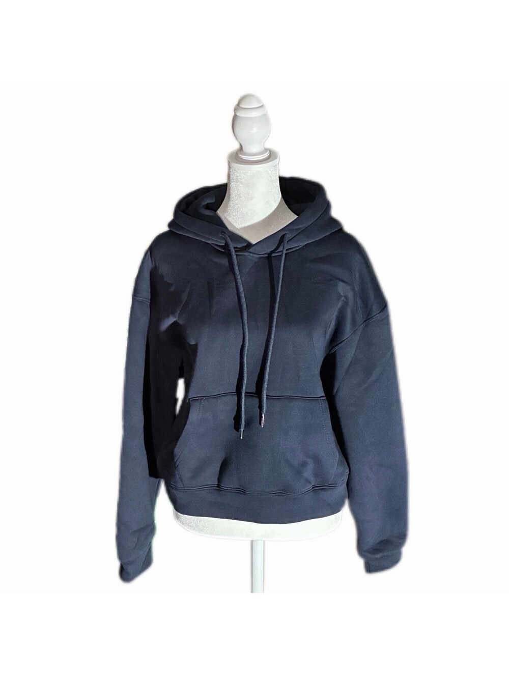 HAVE:U Navy Blue Heavyweight Boxy Cropped Hoodie Women’s L Streetwear Pullover